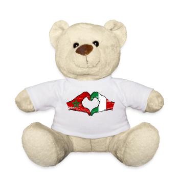 Morocco Italy Flag Hands Heart Shape Used - Teddy Bear - white - Front