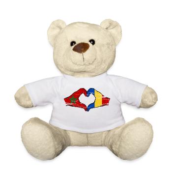 Marokko Rumänien Flagge Hände Herzform used - Teddy - Weiß - Vorne