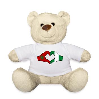 Maroc Nigeria Drapeau Mains Coeur Forme - Nounours - blanc - Devant