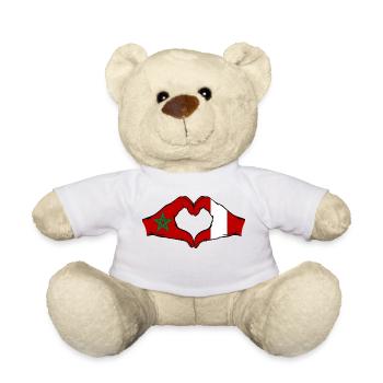 Maroc Pérou Drapeau Mains Coeur Forme - Nounours - blanc - Devant