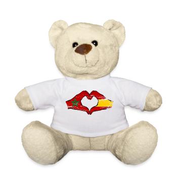 Marokko Spanien Flagge Hände Herzform used - Teddy - Weiß - Vorne