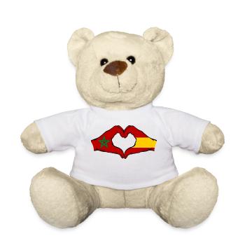 Maroc Espagne Drapeau Mains Coeur Forme - Nounours - blanc - Devant