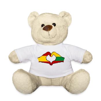Spain Lithuania Flag Hands Heart Shape - Teddy Bear - white - Front