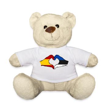 Spanien Estland Flagge Hände Herzform - Teddy - Weiß - Vorne
