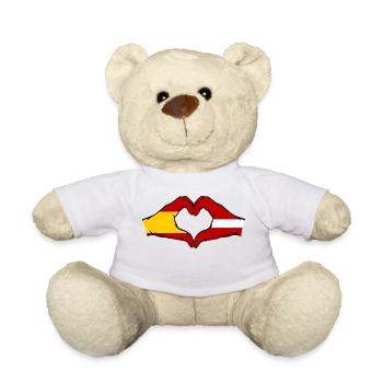 Spain Latvia Flag Hands Heart Shape - Teddy Bear - white - Front