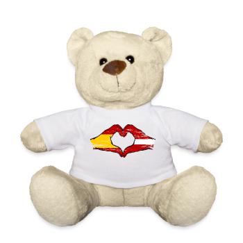 Spain Latvia flag hands heart shape used - Teddy Bear - white - Front