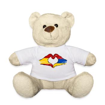 Spanien Armenien Flagge Hände Herzform used - Teddy - Weiß - Vorne