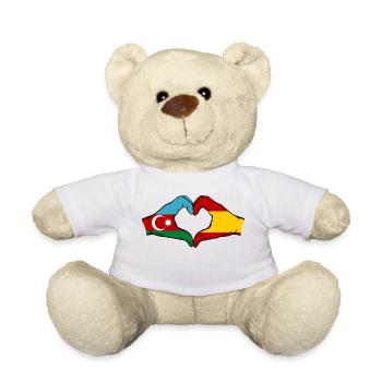 Aserbaidschan Spanien Flagge Haende Herzform - Teddy - Weiß - Vorne