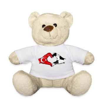Türkei Fussball Flagge Haende Herzform used - Teddy - Weiß - Vorne