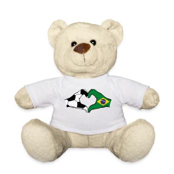Brésil Football Drapeau Mains Coeur Forme - Nounours - blanc - Devant