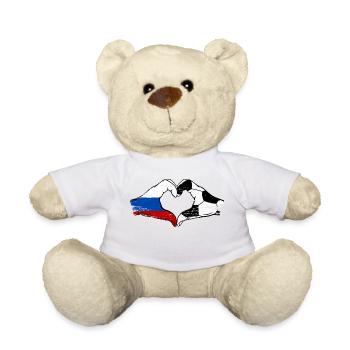 Russie Drapeau De Football Mains Coeur Forme Utilisé - Nounours - blanc - Devant