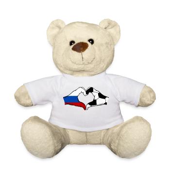 Russland Fussball Flagge Haende Herzform - Teddy - Weiß - Vorne