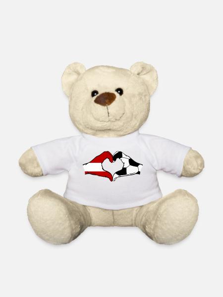 Österreich Fussball Flagge Hände Herzform - Teddy - Weiß