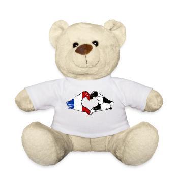 France Drapeau Football Mains Coeur Forme Utilisé - Nounours - blanc - Devant