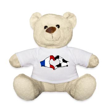 Frankreich Fussball Flagge Haende Herzform - Teddy - Weiß - Vorne