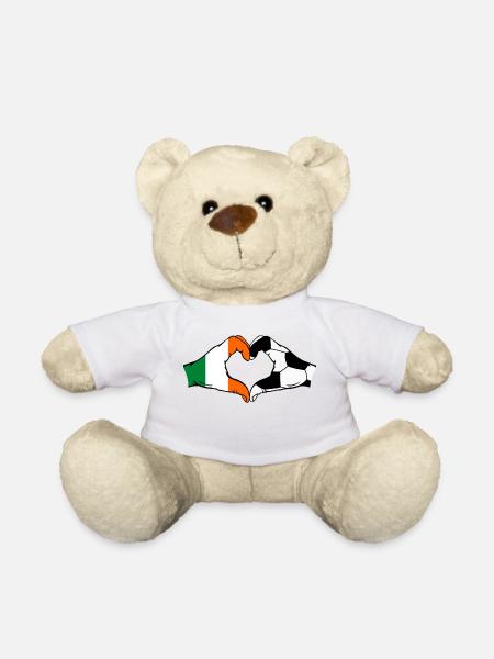 Ireland Football Flag Hands Heart Shape - Teddy Bear - white