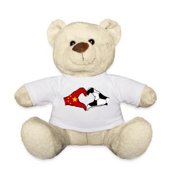 China Football Flag Hands Heart Shape - Teddy Bear - white - Front