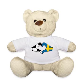 Schweden Fussball Flagge Haende Herzform - Teddy - Weiß - Vorne