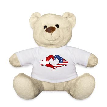 Denmark USA Flag Hands Heart Shape Used - Teddy Bear - white - Front