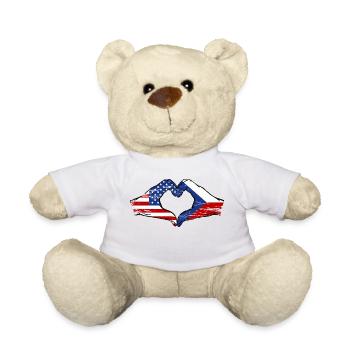 USA Tschechien Flagge Haende Herzform used - Teddy - Weiß - Vorne