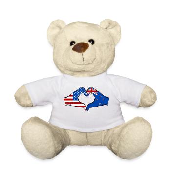 USA Neuseeland Flagge Haende Herzform - Teddy - Weiß - Vorne