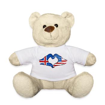 Iceland USA Flag Hand Heart Shape - Teddy Bear - white - Front