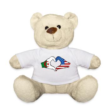 Algeria USA Flag Hand Heart Shape - Teddy Bear - white - Front