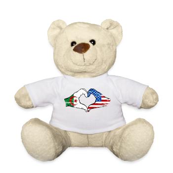 Algérie USA Drapeau Mains Coeur Forme Utilisé - Nounours - blanc - Devant