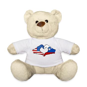 USA Slowenien Flagge Haende Herzform - Teddy - Weiß - Vorne
