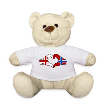 Georgia Norway Flag Hands Heart Shape - Teddy Bear - white - Front