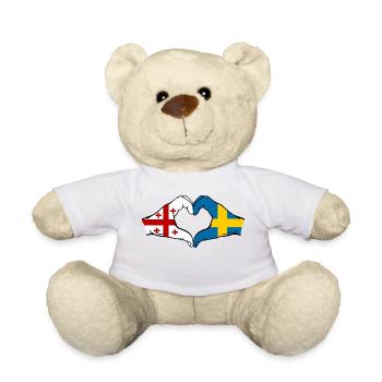 Géorgie Suède Drapeau Mains Coeur Forme - Nounours - blanc - Devant