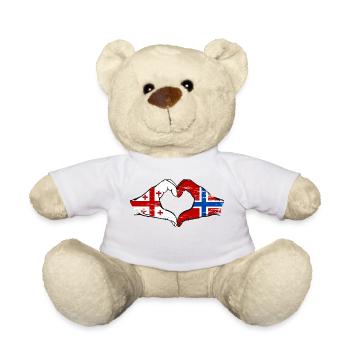 Georgien Norwegen Flagge Haende Herzform used - Teddy - Weiß - Vorne