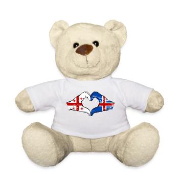 Georgia Iceland Flag Hands Heart Shape Used - Teddy Bear - white - Front