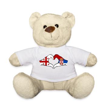 Georgien Serbien Flagge Haende Herzform - Teddy - Weiß - Vorne