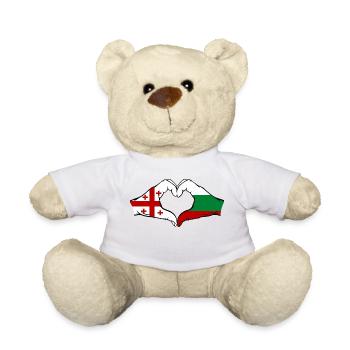 Georgien Bulgarien Flagge Haende Herzform - Teddy - Weiß - Vorne