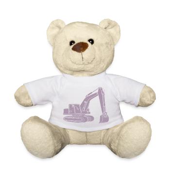Bagger Silhouette Baugeräteführer Tiefbau - Teddy - Weiß - Vorne