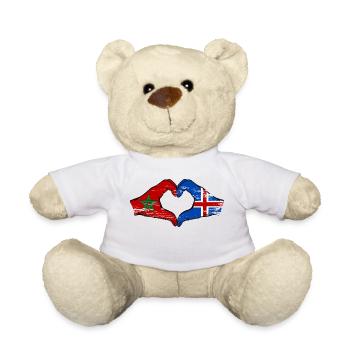 Morocco Iceland Flag Hands Heart Shape Used - Teddy Bear - white - Front