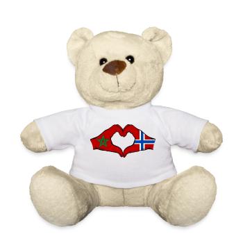 Maroc Norvège Drapeau Mains Coeur Forme - Nounours - blanc - Devant