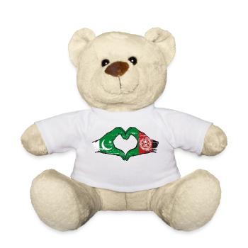 Pakistan Afghanistan Flagge Hände Herz - Teddy - Weiß - Vorne