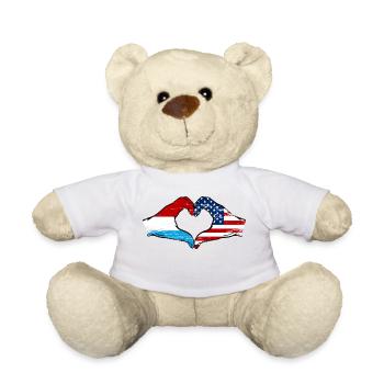 Luxembourg USA Flag Hand Heart Shape - Teddy Bear - white - Front