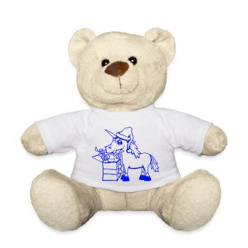 Einhorn Weihnachten Weihnachtsmann Geschenke Mütze - Teddy - Weiß - Vorne