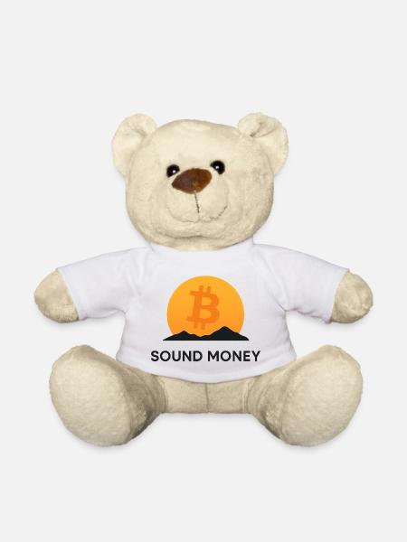 Bitcoin Sunset Mountain - Teddy Bear - white