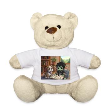 Cute fantasy book friend with dog - Teddy Bear - white - Front