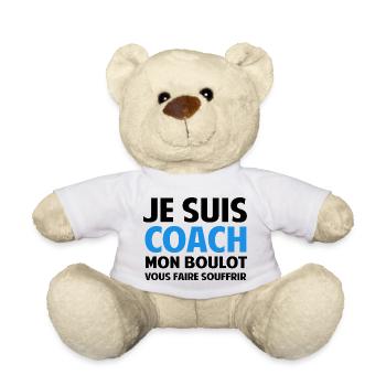 Sports Coach Motif Design in Blue - Teddy Bear - white - Front