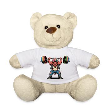 Punk Triceratops Dinosaurier Muskulöses Fitnessstudio & Fitness - Teddy - Weiß - Vorne