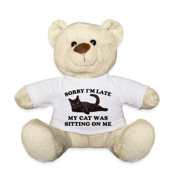 Désolé, je suis en retard, drôle de propriétaire de chat disant - Nounours - blanc - Devant