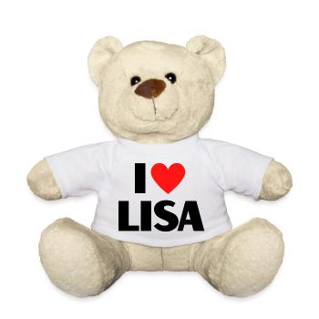 I love Lisa Red Heart Love Fan Gift - Teddy Bear - white - Front