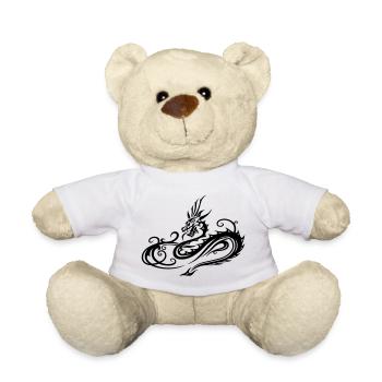 Tribal dragon in heart shape motif - Teddy Bear - white - Front