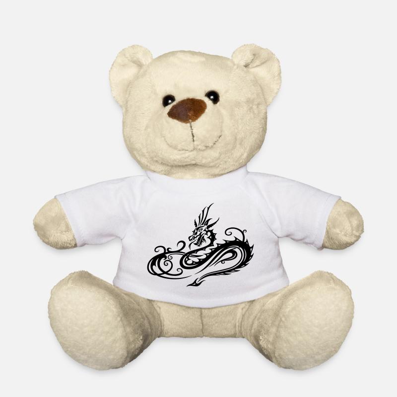 Tribal Drache in Herzform Motiv - Teddy - Weiß