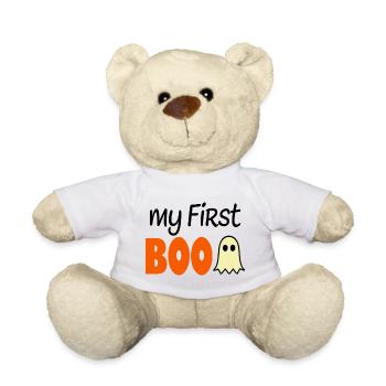 My First Boo - Halloween Baby Spruch - Teddy - Weiß - Vorne